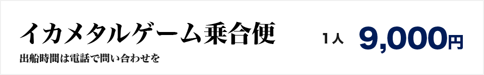 イカメタルゲーム乗合便：出船時間は問い合わせを　料金：9000円